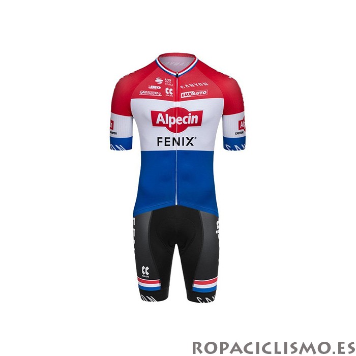 2021 Maillot Alpecin Fenix Tirantes Mangas Cortas Campeon Holanda